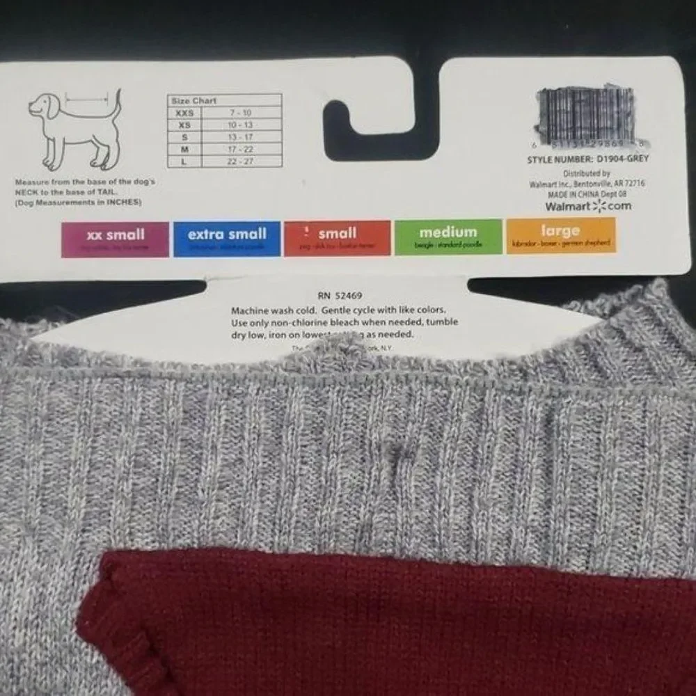 Medium striped pocket gray red dog knit sweater‎